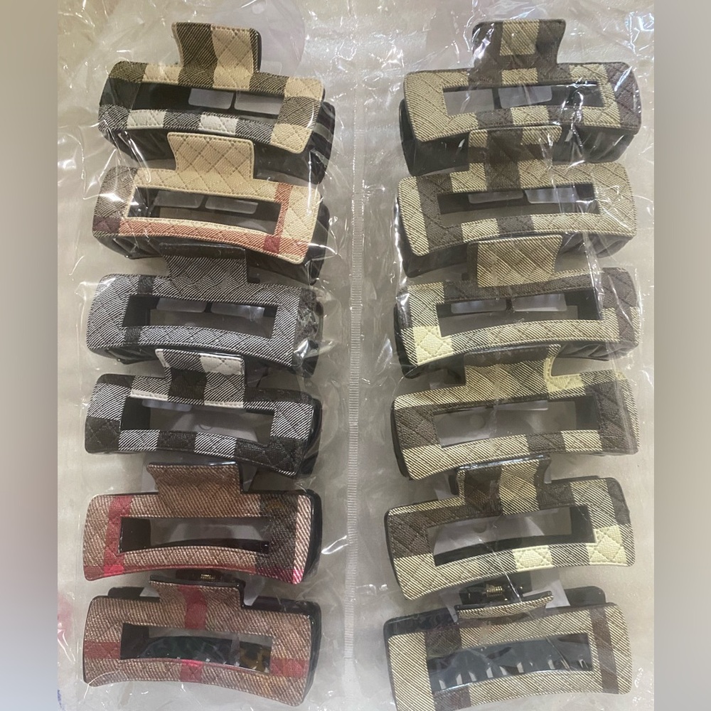 Stylish Plaid Hair Clips in Neutral Tones to Choose From $7ea or 3 for $15 - Picture 2 of 5